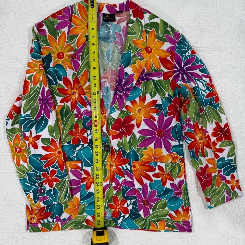 Lizsport Womens Colorful Floral Blazer Jacket Size L - Picture 5 of 11